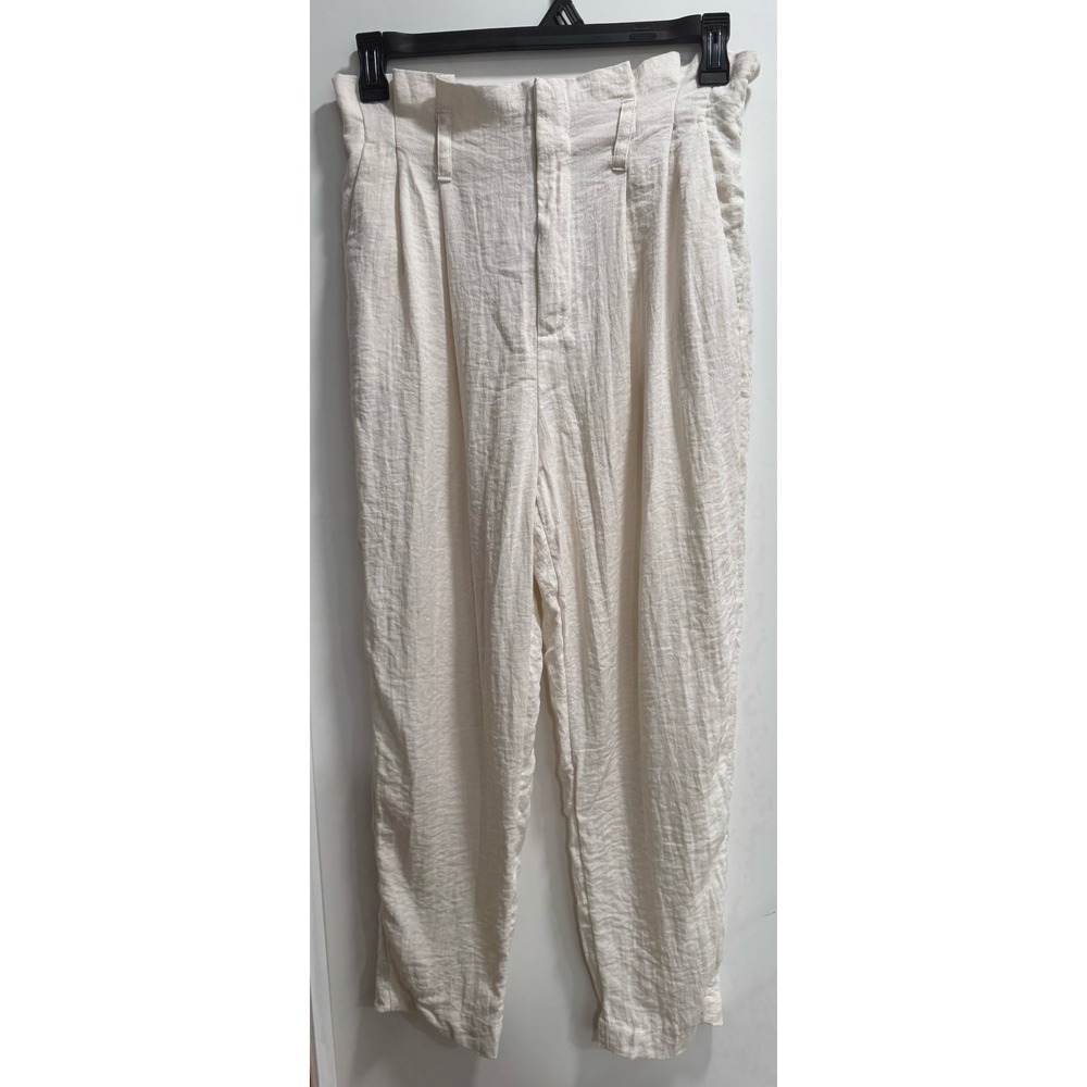 A New Day Womens Cream High Rise Tapered Pleated Pants Size M Off White